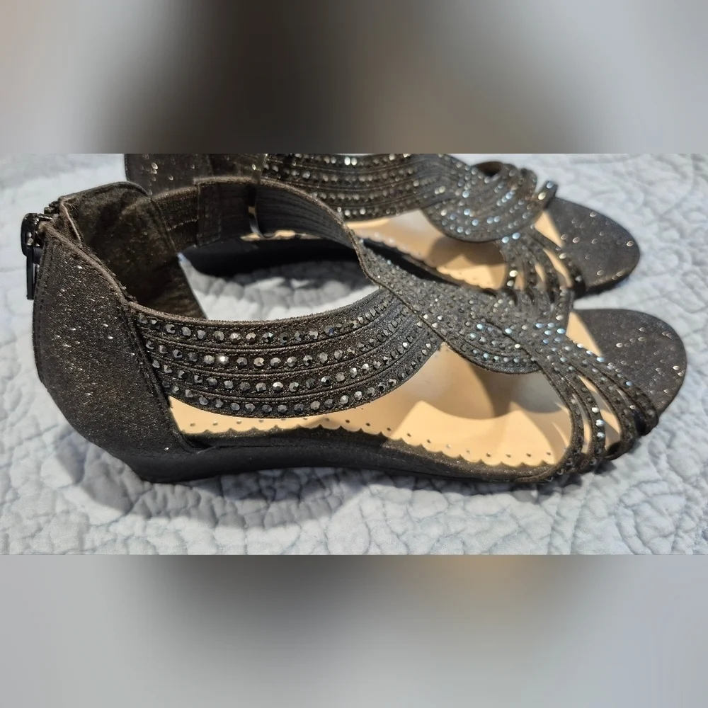 Charles David Glittery Black Strappy Heels